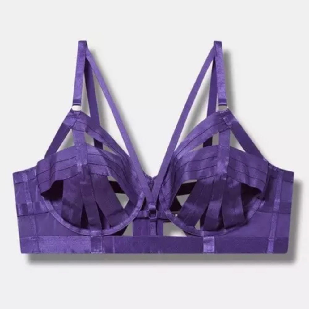 New! Torrid‎ sz 3 Violet Cut Out Strappy Longline Bra 3X